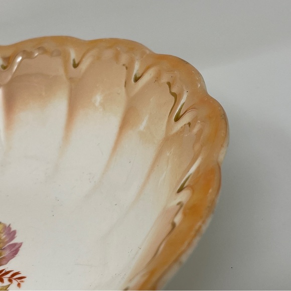 Vintage Homer Laughlin Round Serving Dish Bowl Orange Trim Iridescent White - Picture 7 of 13